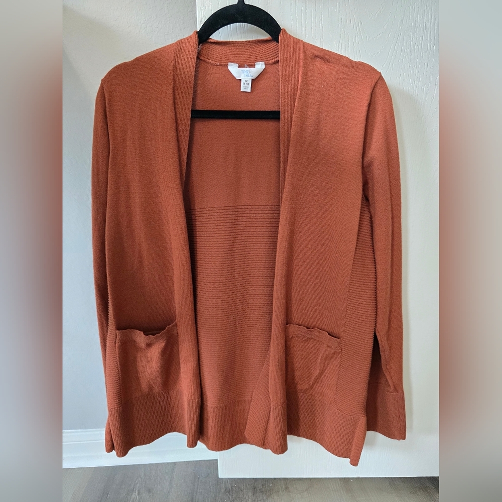 Time and Tru Brown Cardigan Sweater Open Front Lightweight